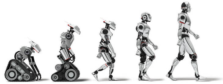 Illustration unique de l’évolution des IA et de la robotique, générée par IA avec ChatGPT